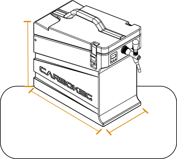 Desenho técnico com dimensões da CARBO TAP GO